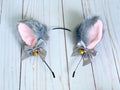 Faux Furry Cat Ear Headband – Gray & Pink Costume Accessory