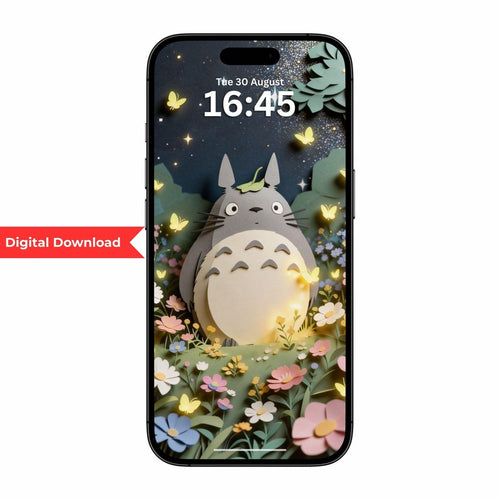 Anime iPhone Wallpaper | Pastel Floral Butterfly Paper cut style Phone Wallpaper