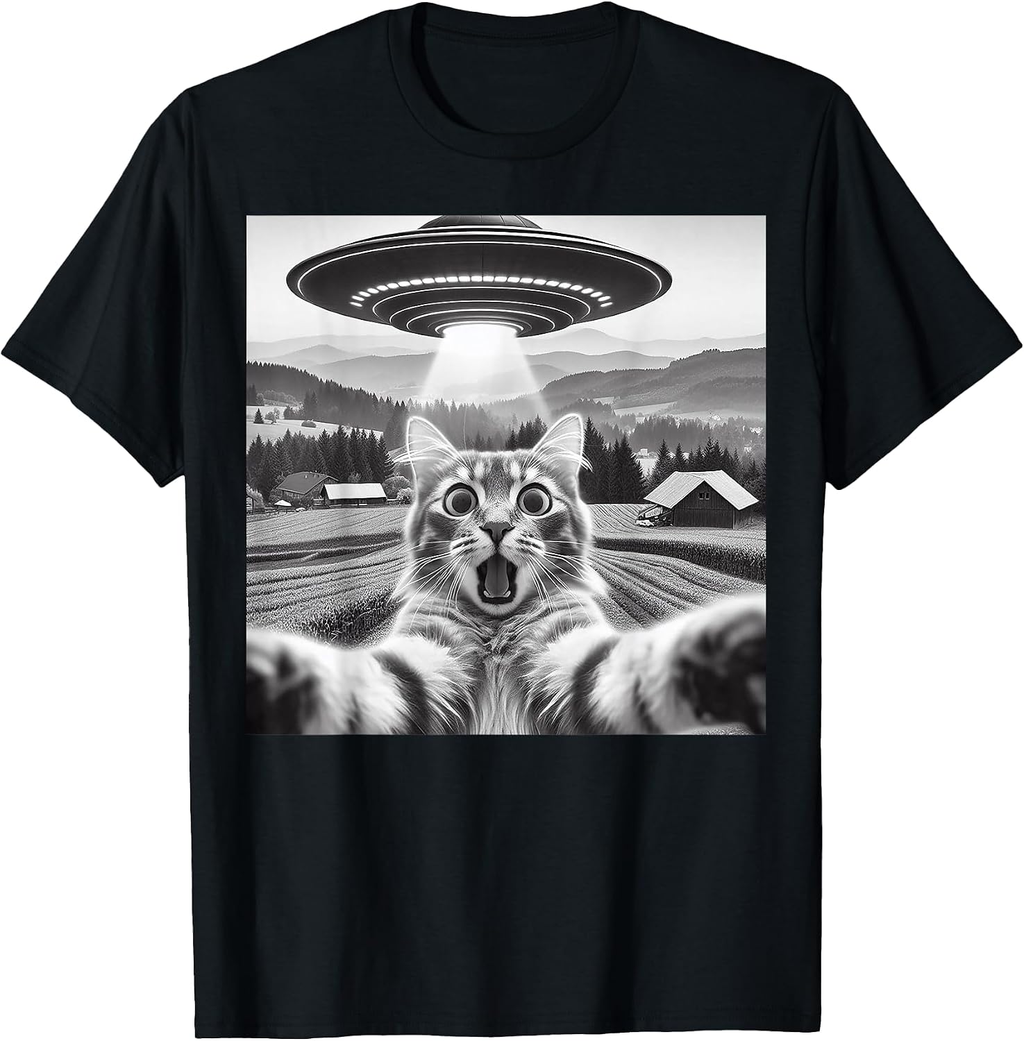 Funny Cat Alien Graphic Tees