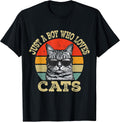 Vintage Just A Boy Who Loves Cats Boy Kid Cat Lover for Boys Unisex , , , Long Sleeve Tee
