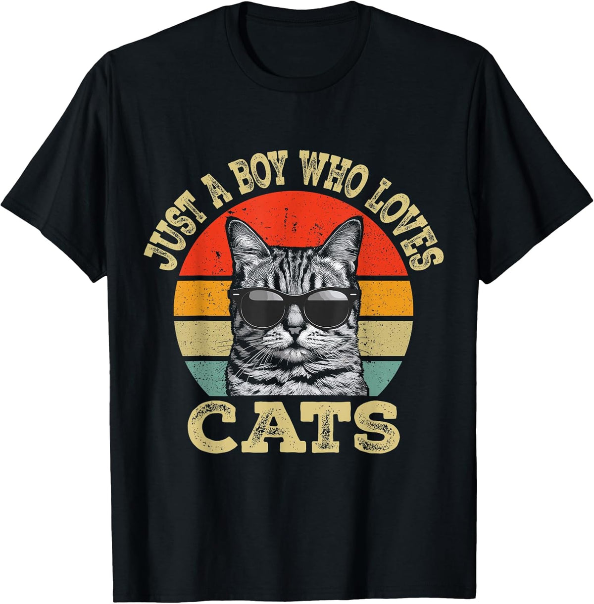 Vintage Just A Boy Who Loves Cats Boy Kid Cat Lover for Boys Unisex , , , Long Sleeve Tee