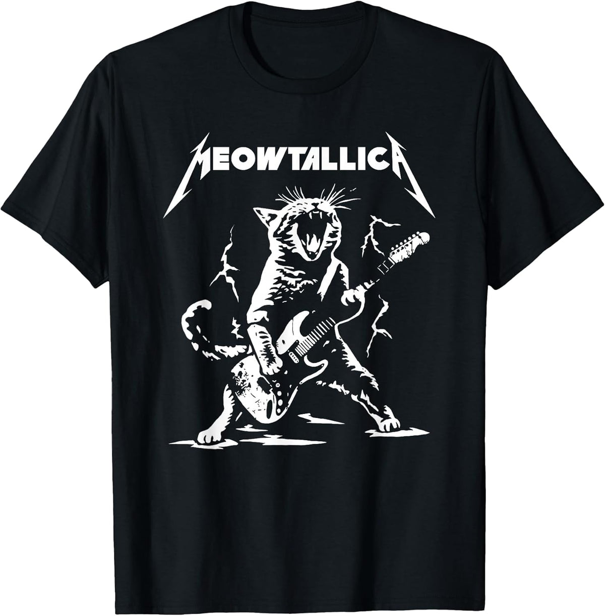 Meowtallica Funny Cat Kitten Lovers Playing Guitar Unisex , , , Long Sleeve Tee