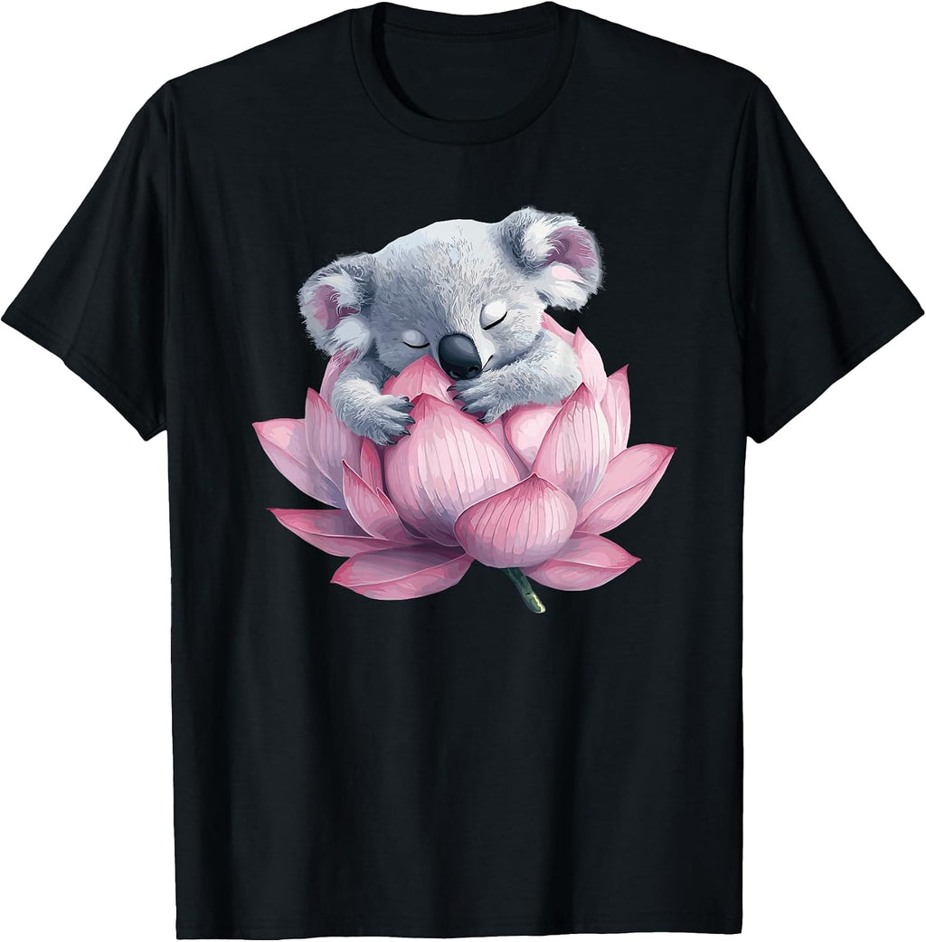 Cute Sleeping Koala Lotus Blossom Harmony