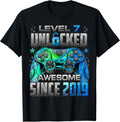 Level 7 Unlocked Awesome Since 2019 7th Birthday Gaming Unisex , , , Long Sleeve Tee