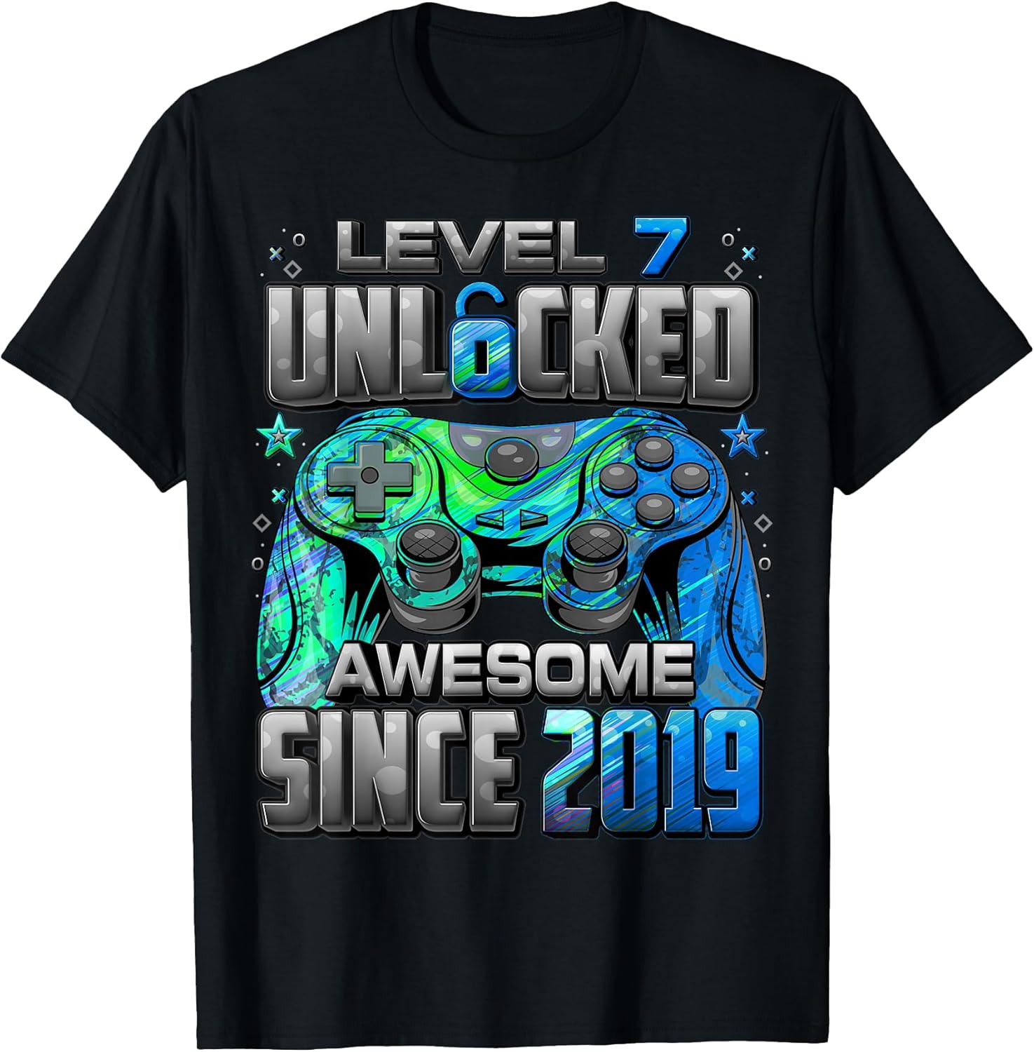 Level 7 Unlocked Awesome Since 2019 7th Birthday Gaming Unisex , , , Long Sleeve Tee