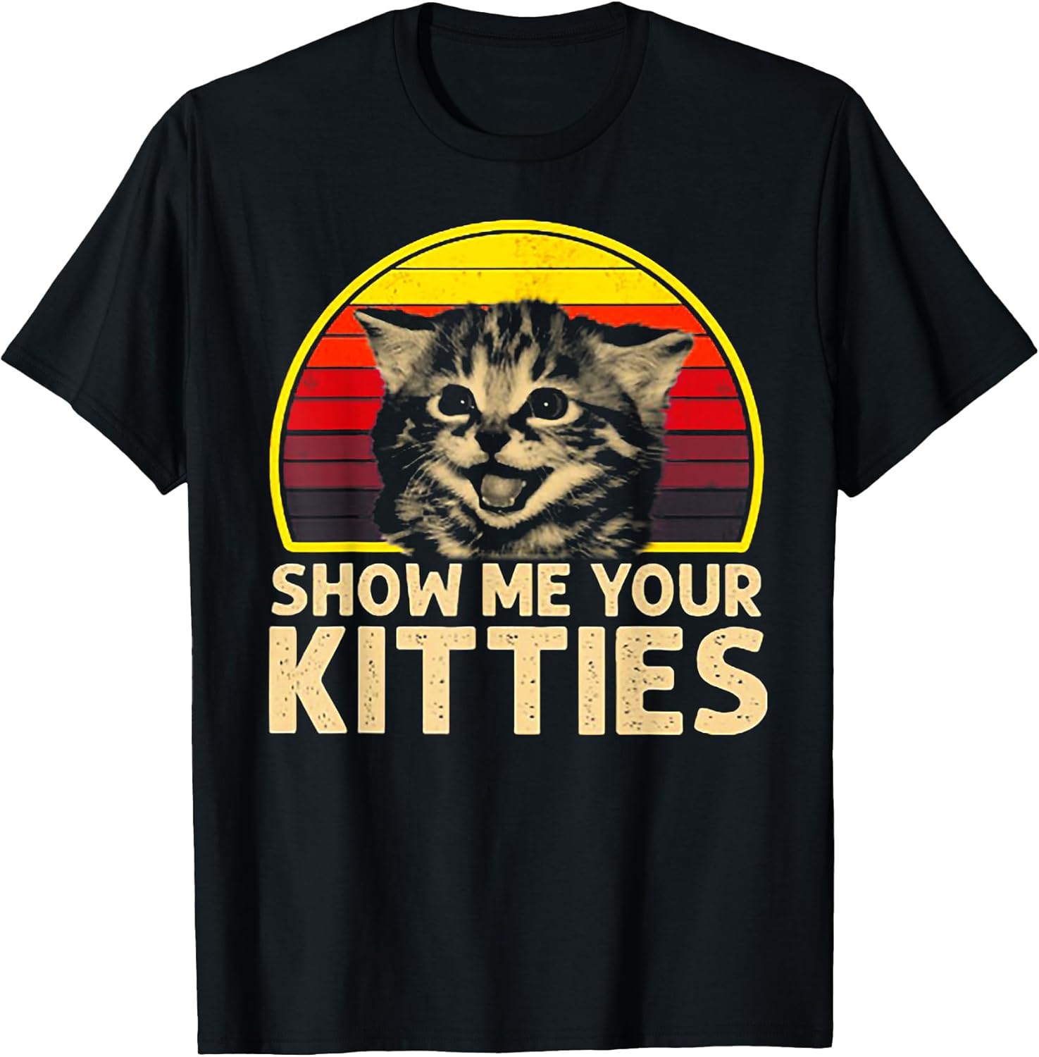 Show me Your Kitties Cat Lover Retro Vintage Sunset Unisex , , , Long Sleeve Tee
