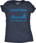 Womens Sometimes Motivation Finds You T Shirt Funny Shark Tee Unisex , , , Long Sleeve Tee