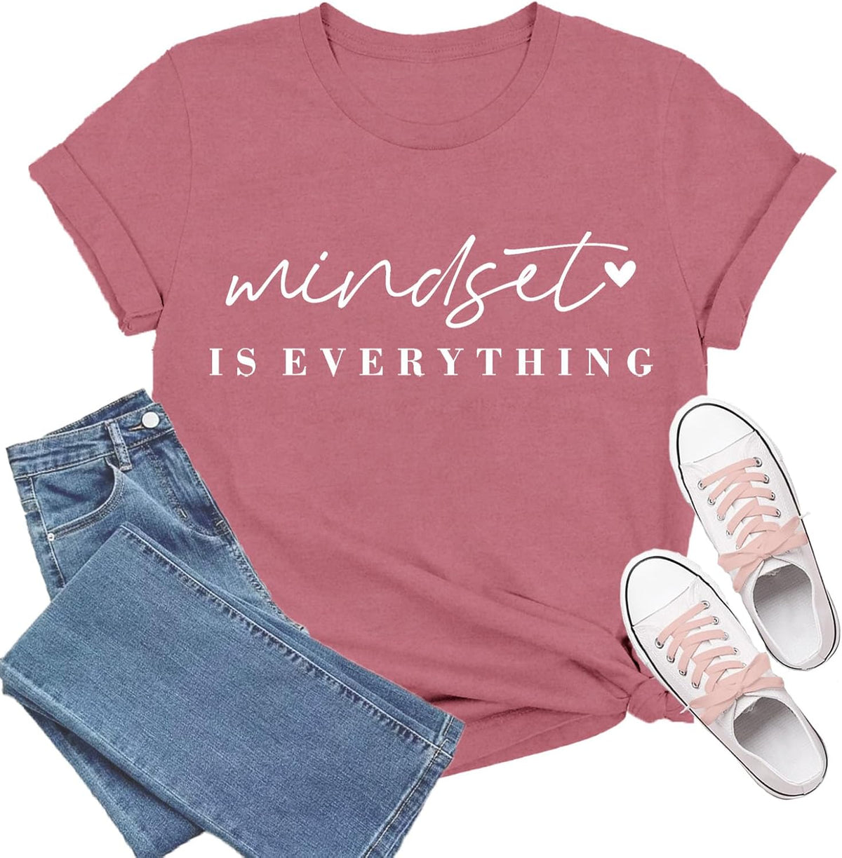Inspirational Shirt for Women Mindset is Everything Positive Message Tee Motivational Tops