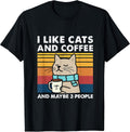 Funny Cats, I Like Cats and Coffee and Maybe 3 People Unisex , , , Long Sleeve Tee