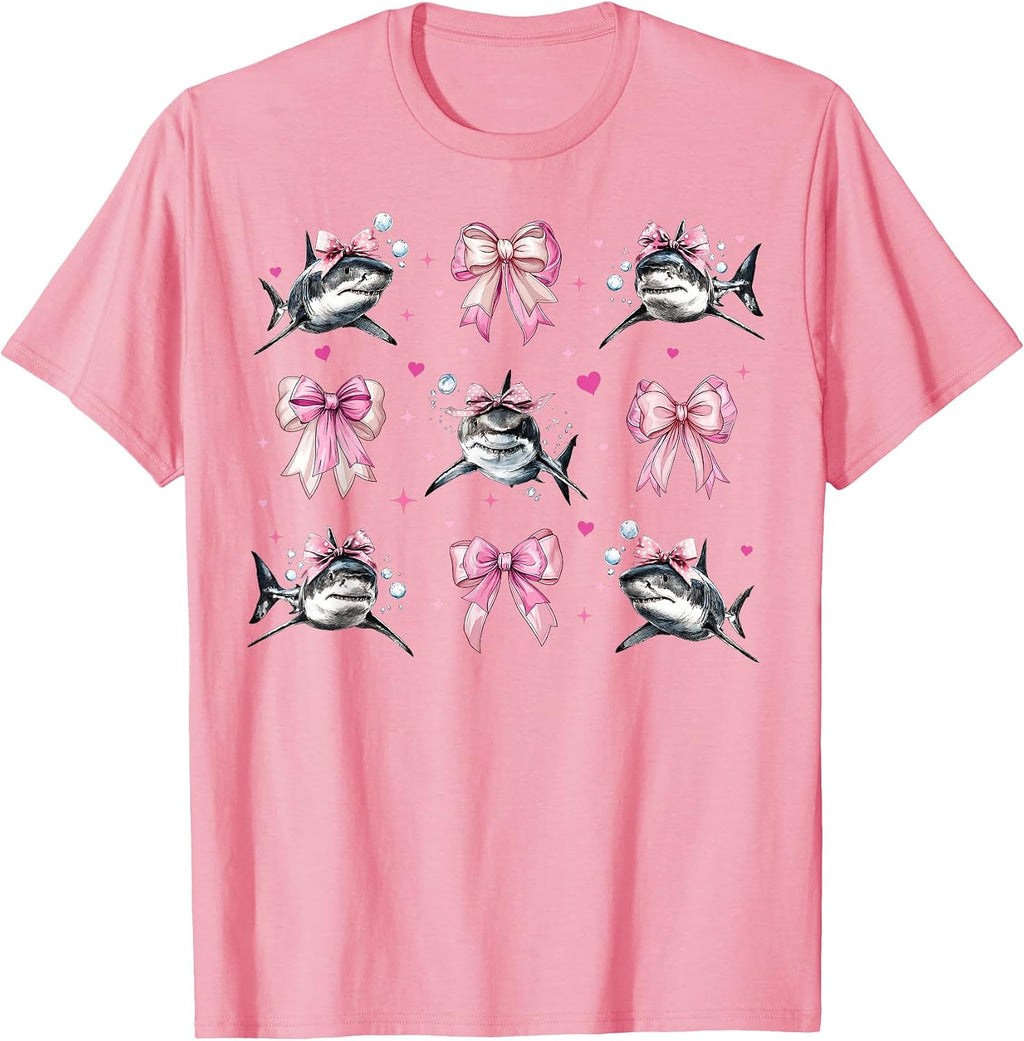 Womens Pink Coquette Bow Shark Ocean Animal Gifts