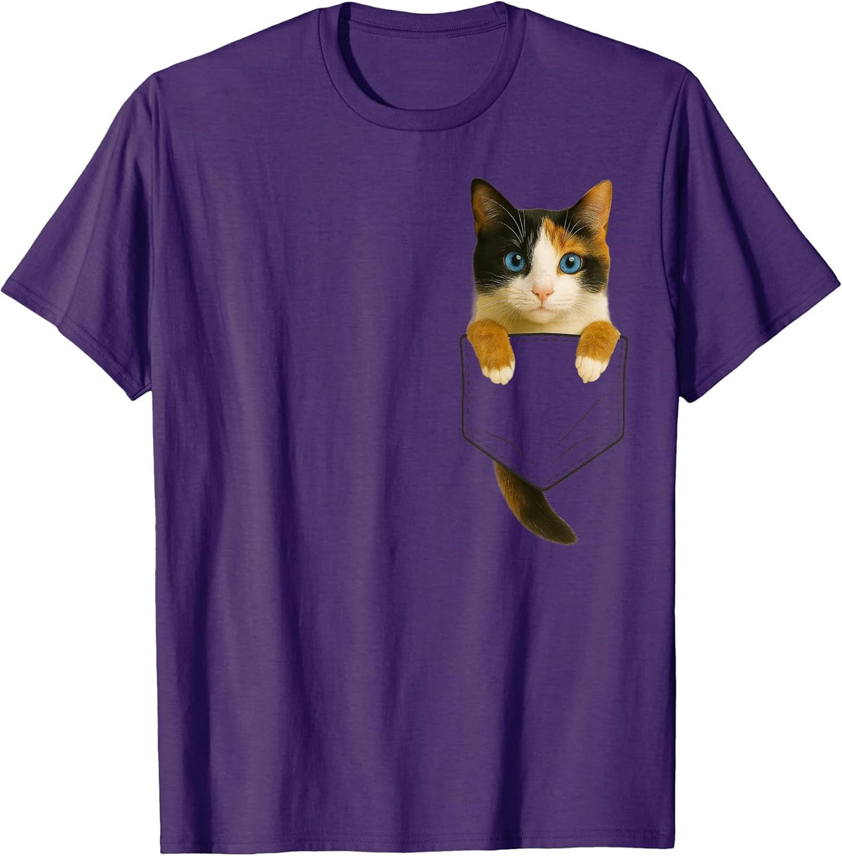 Cute Calico Cat Pocket Funny Gifts Cat Mom Cat Dad Cat Lover Unisex , , , Long Sleeve Tee
