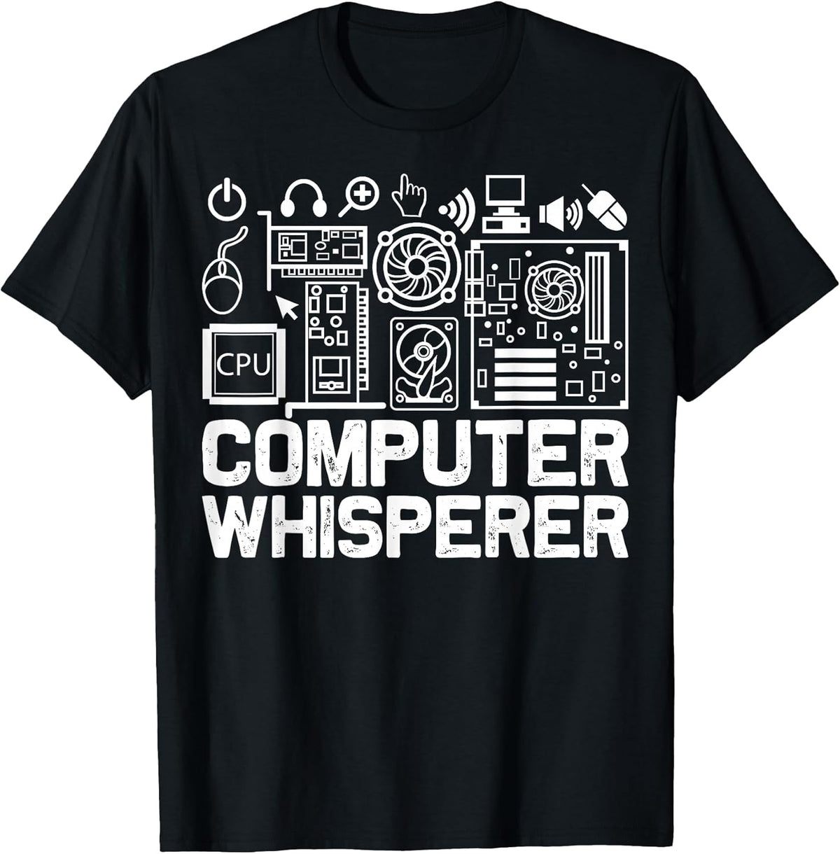Unisex-Kids and Adults Black Modern Casual Gaming Computer Whisperer Unisex , , , Long Sleeve Tee