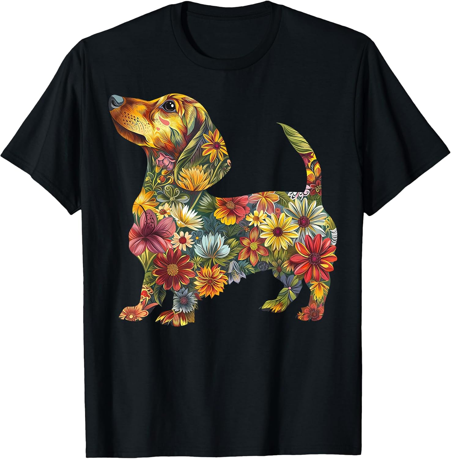 Floral Dachshund Cute Pet Dog Animal Lover Doxie Mama Women Unisex , , , Long Sleeve Tee