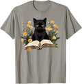Cat Shirts for Women Book Lover Shirt Cute Cat and Book Unisex , , , Long Sleeve Tee