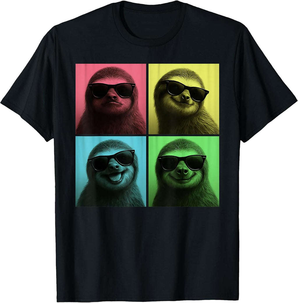 Retro Cute Sloth Portrait with Sunglasses