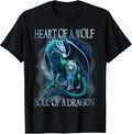 Heart Of Wolf Soul Of A Dragon Gifts Tee