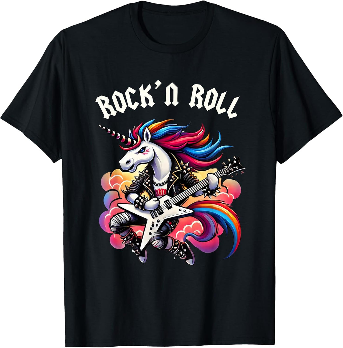 Rock'n Roll Unicorn, Rockstar Unicorn, Punk Goth Band Funny Unisex-Kids Unisex , , , Long Sleeve Tee