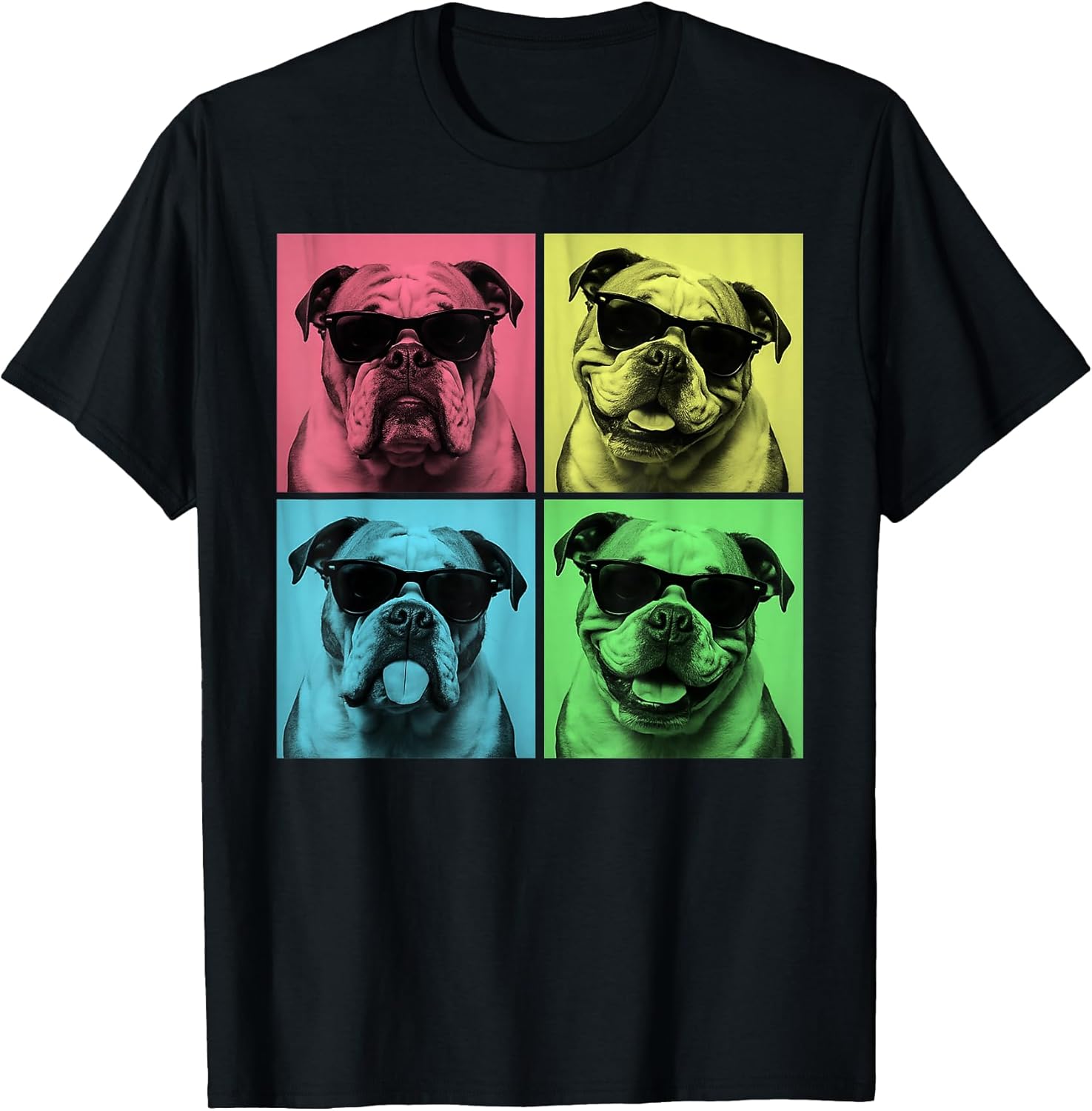 English Bulldog Pop Art Funny Bulldog Dog Lover Photo Booth Unisex , , , Long Sleeve Tee