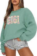 Oversized for Women Long Sleeve Crewneck Auntie Grandma s Pullover Sweater Graphic Fleece Tops
