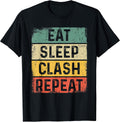 Retro Video Gaming Game Gamer Funny - Eat Sleep Clash Repeat Unisex , , , Long Sleeve Tee