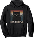 Retro Ew People Black Cat Funny Anti Social Introvert Pullover Unisex , , , Long Sleeve Tee