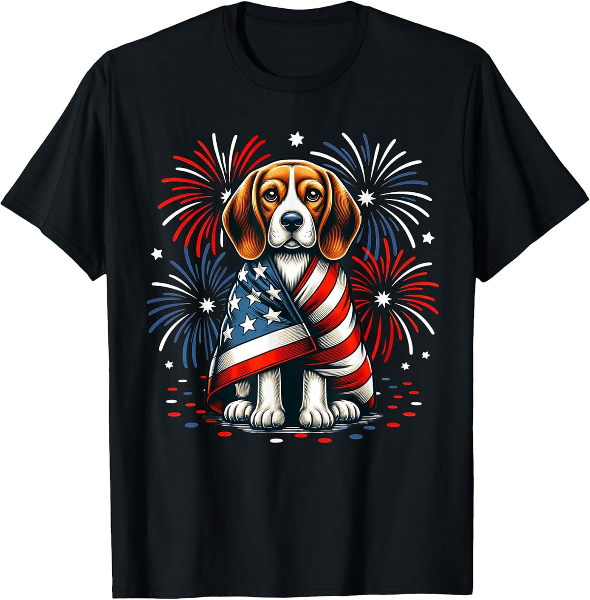 Cute Beagle Dog USA American Flag Dog Lover 4th Of July for Men Women Kids Unisex , , , Long Sleeve Tee