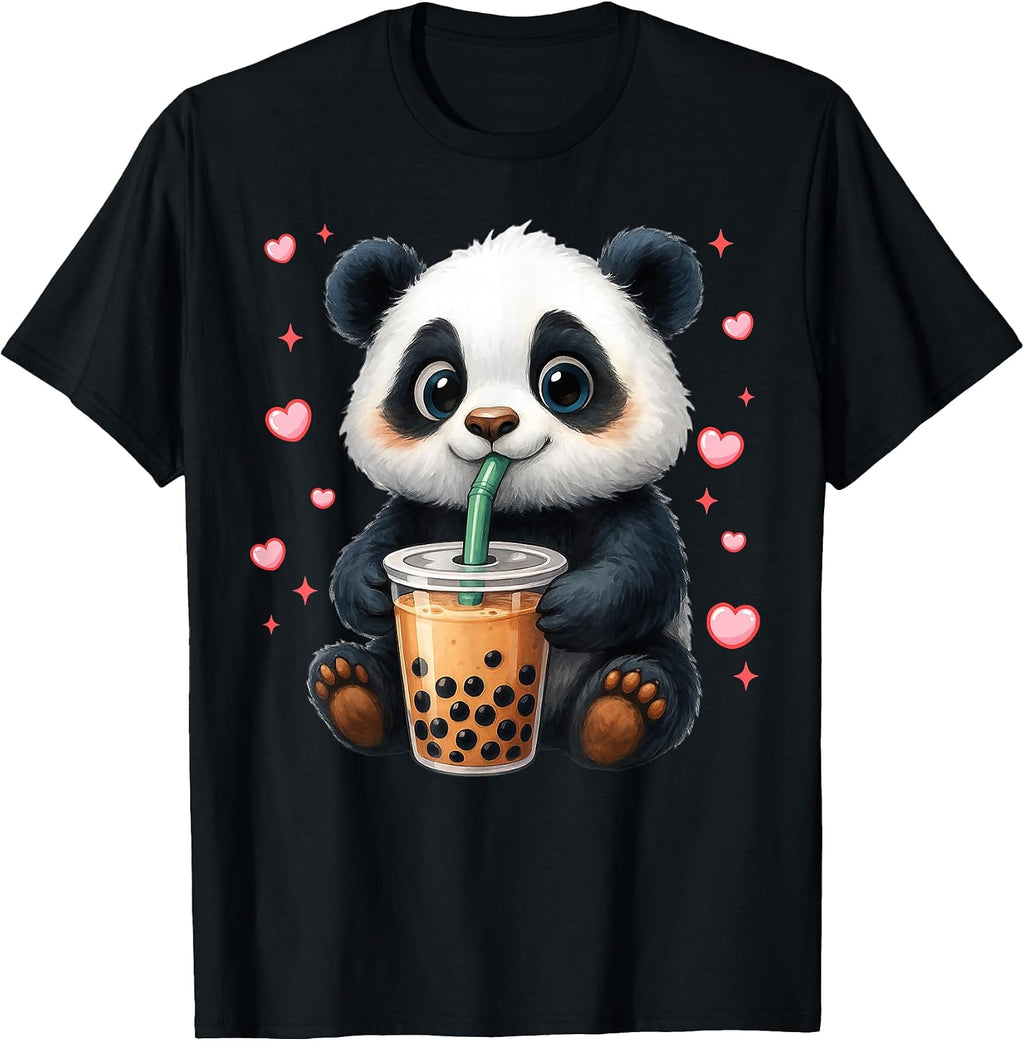 Funny Panda Drink Boba Tea Shirts Girl Boy Toddler