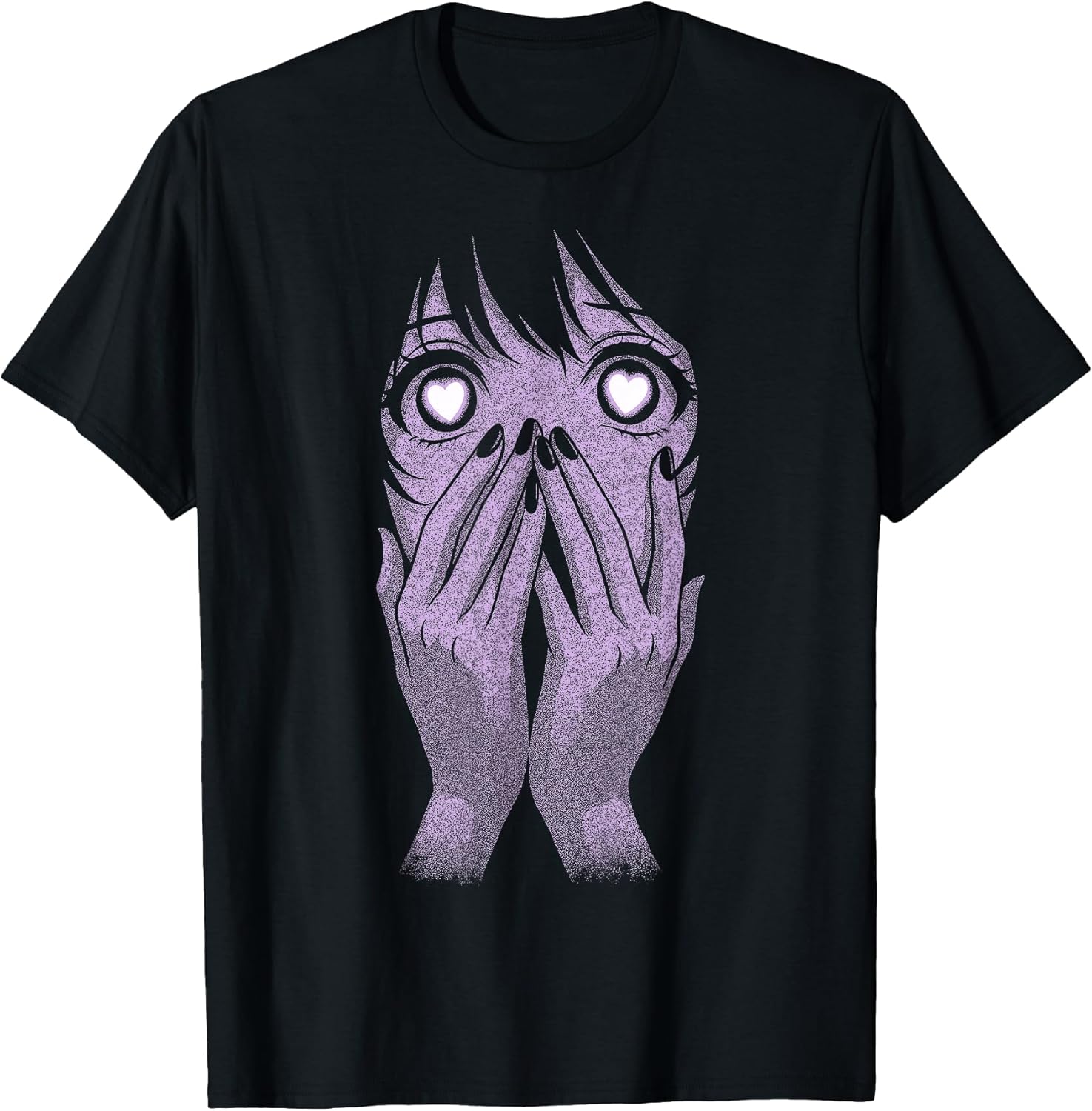 Anime Eyes Girl Hearts Manga Otaku Grunge Goth Alt Aesthetic Unisex , , , Long Sleeve Tee