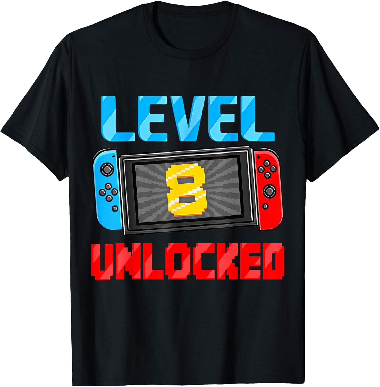Level 8 Unlocked Gamer 8th Birthday Gift Video Game Boys Unisex , , , Long Sleeve Tee