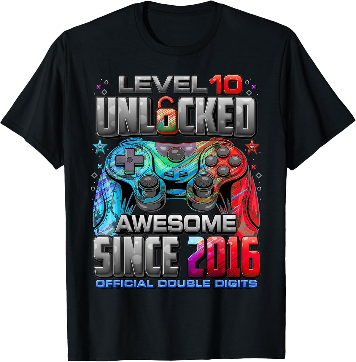 Level 10 Unlocked Awesome Since 2016 10th Birthday Gaming Unisex , , , Long Sleeve Tee