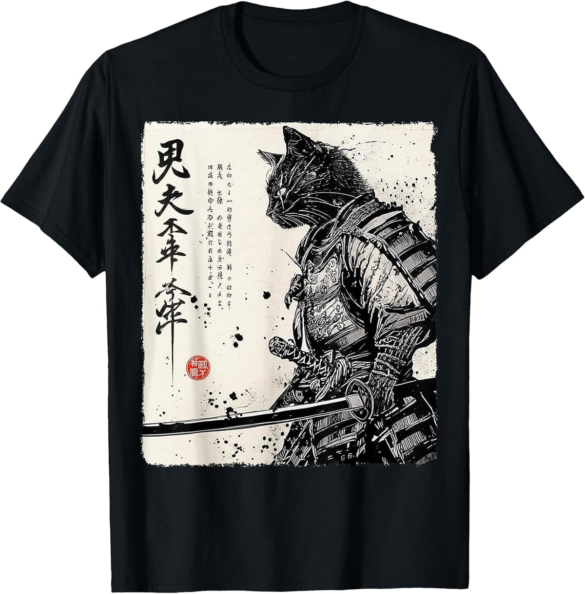Samurai Cat Japanese Art Anime Gifts Men Women Kid Graphic Unisex , , , Long Sleeve Tee
