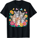 Cat Colorful Kittens Floral Cat Unisex , , , Long Sleeve Tee