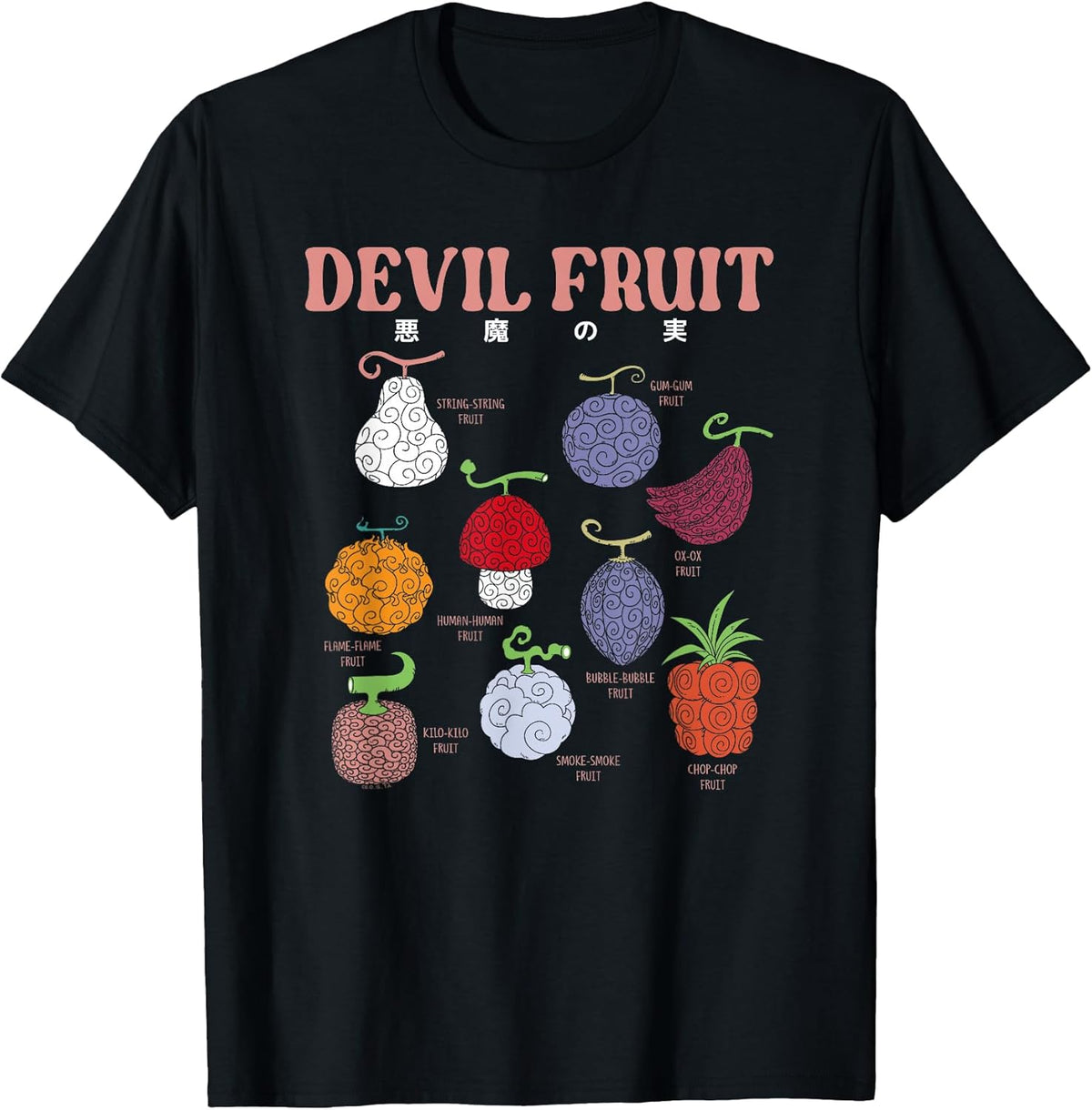 Anime Devil Fruit Varieties Illustration Unisex , , , Long Sleeve Tee