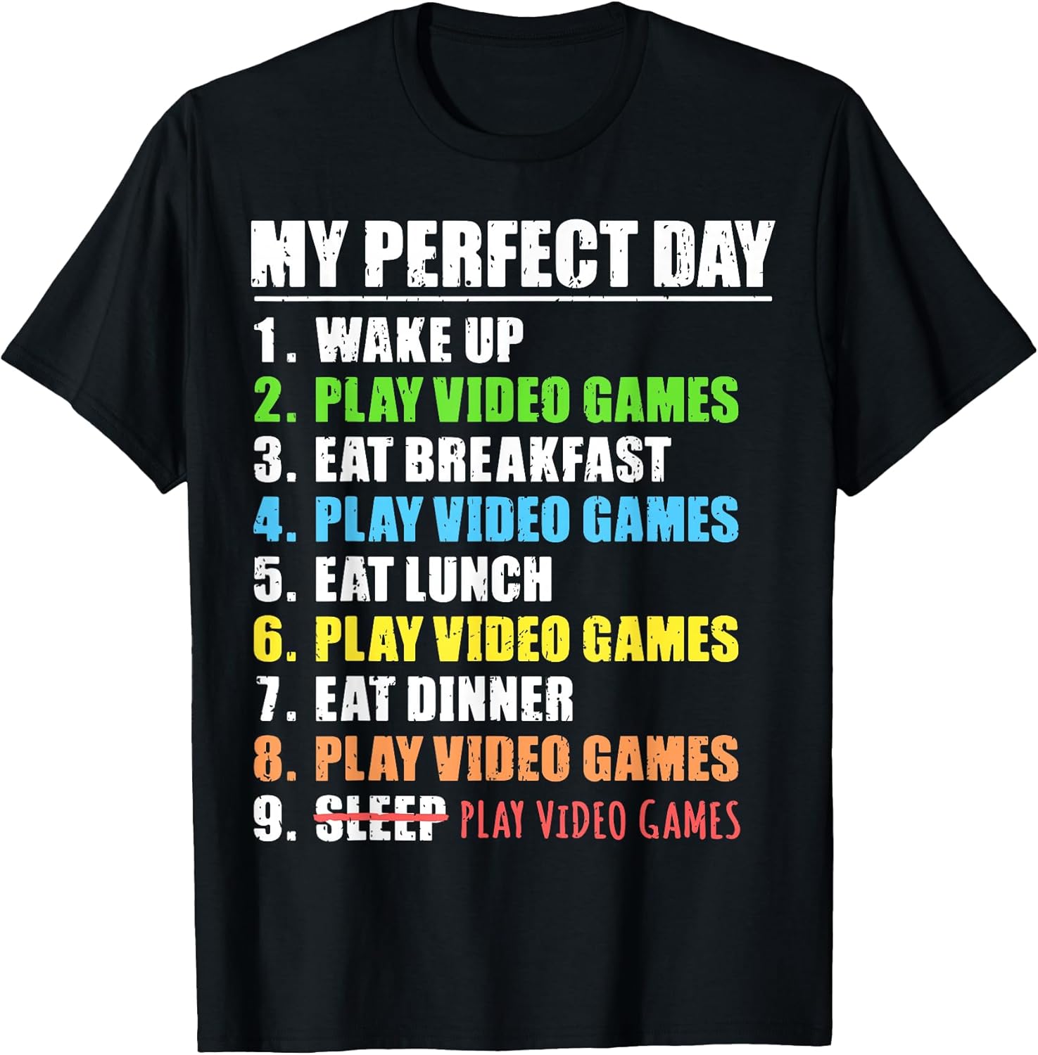 My Perfect Day Play Video Games Gamer Mens Boys Funny Gaming Unisex , , , Long Sleeve Tee