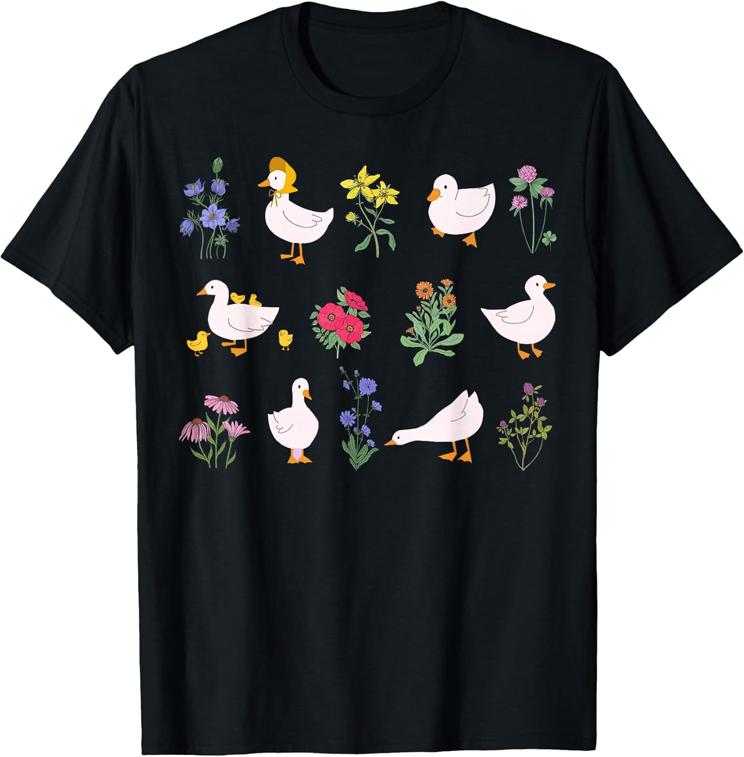 Cottagecore Duck Wildflower Cute Farm Animal Aesthetic Unisex , , , Long Sleeve Tee