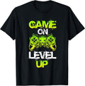 GAME ON LEVEL UP Gaming - Unisex-Adults, Unisex-Kids - Black - Small - Short Sleeve