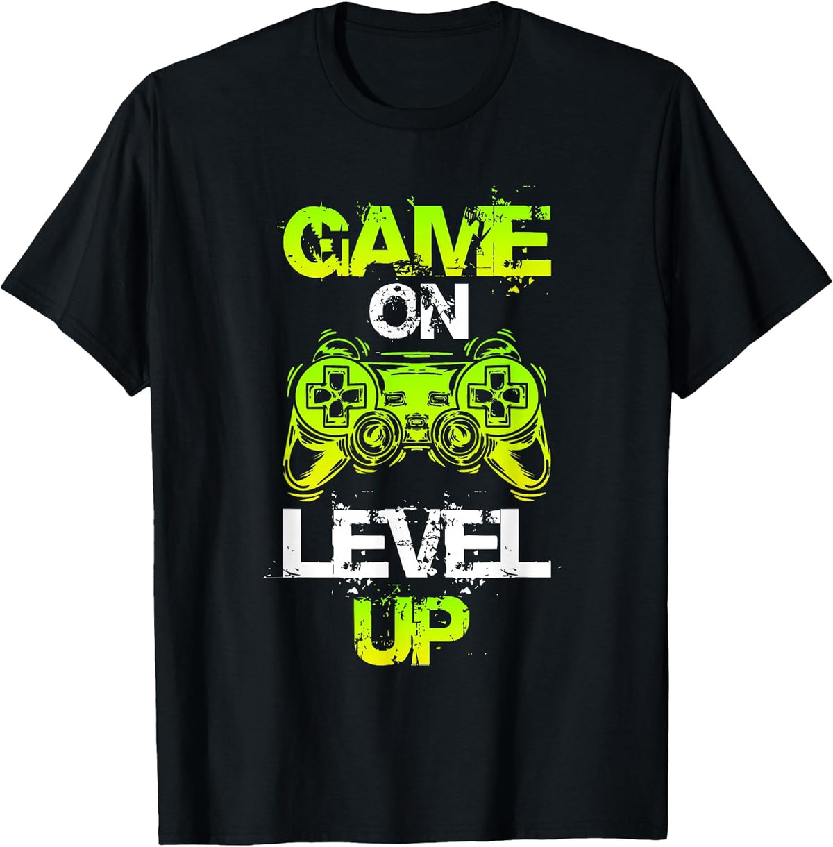GAME ON LEVEL UP Gaming - Unisex-Adults, Unisex-Kids - Black - Small - Short Sleeve