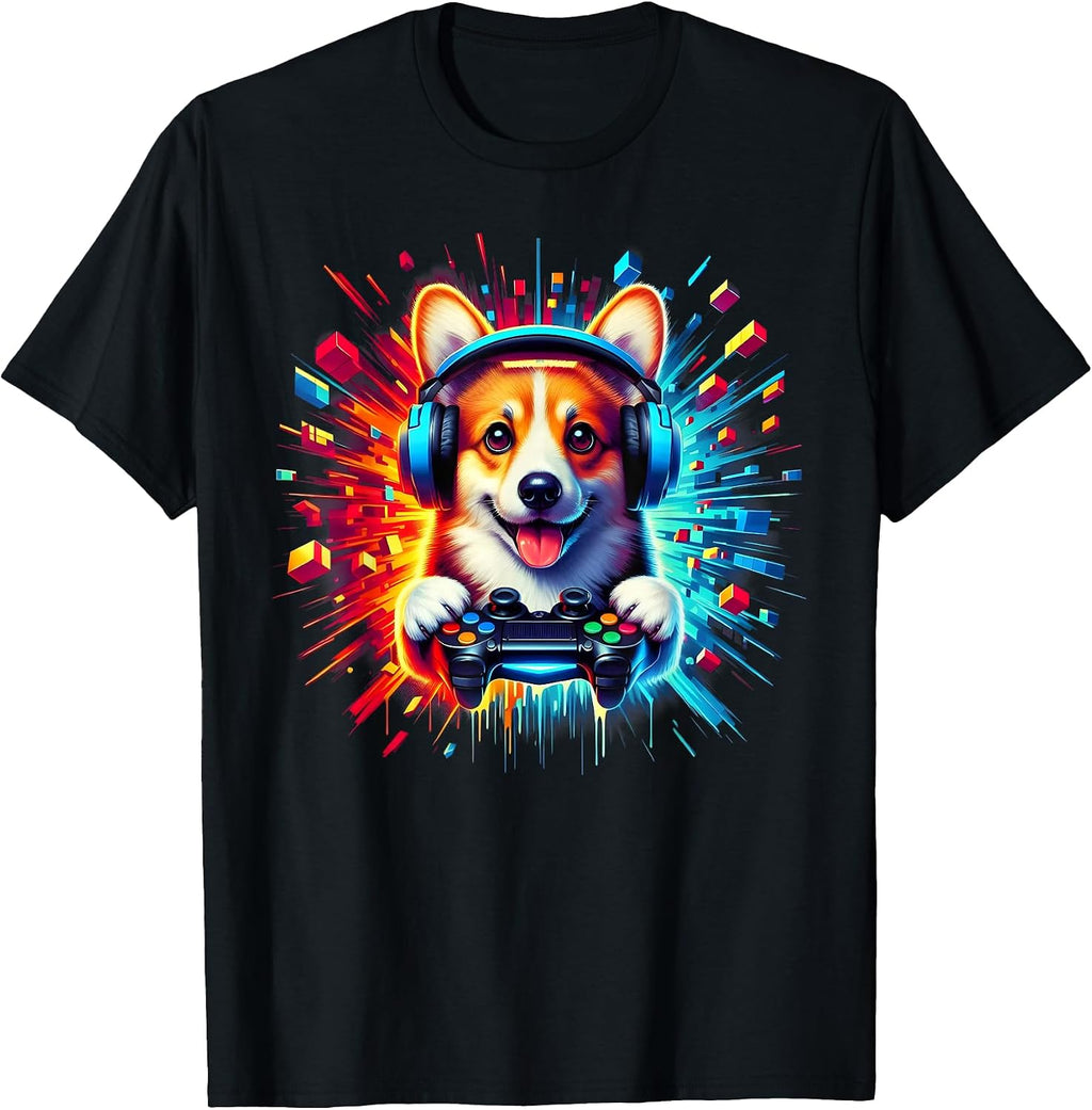 Gaming Corgi Puppy Gamer Graphic colorful