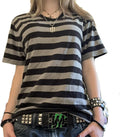 Gothic Tees for Women Y2K Grunge Graphic Short Sleeve Crew Neck 90s Vintage Aesthetic Emo Clothes