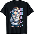 Cute Anime Girl with a Cat for Cat Lover Kawaii Otaku Manga Unisex , , , Long Sleeve Tee