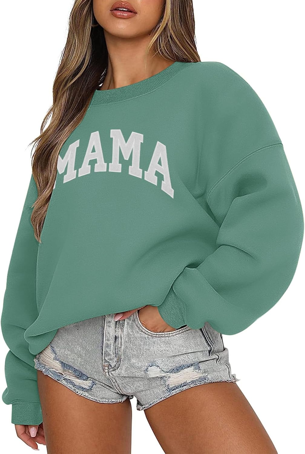 Crewneck for Women Casual Oversized Pullover s Long Sleeve Fleece Tops Sweater