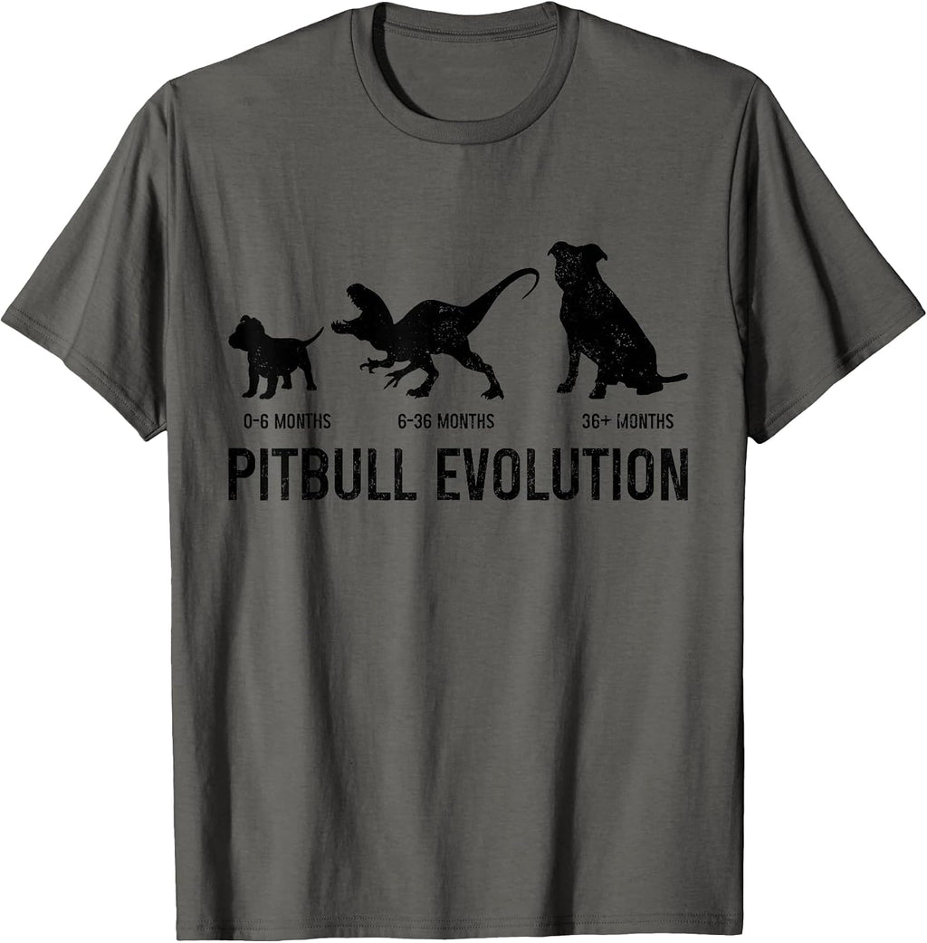 Pitbull Evolution Funny Dog Lover Puppy Pitbull Mom Dad T-Shirt