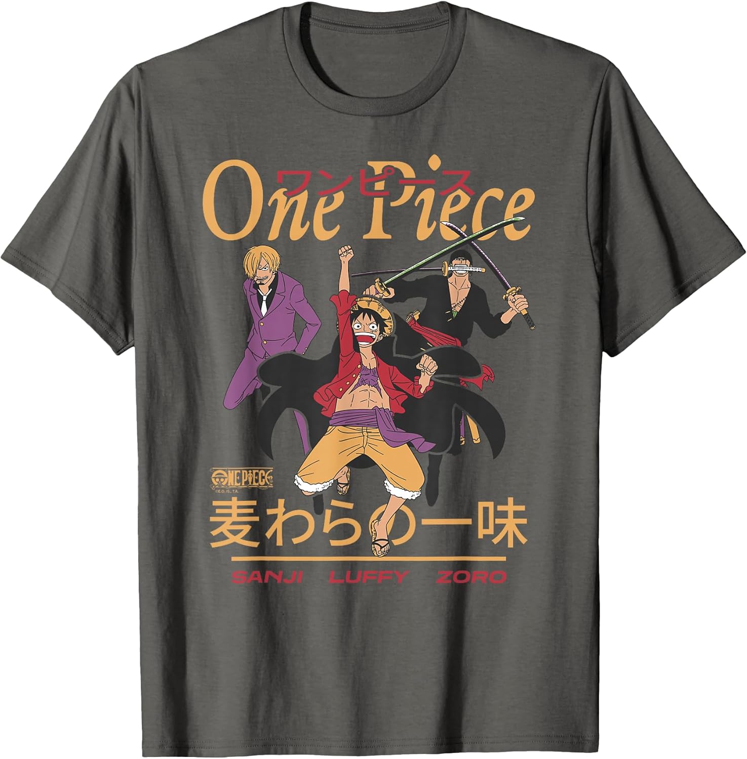 Anime Sanji Luffy Zoro Kanji Collage Pirate Unisex , , , Long Sleeve Tee