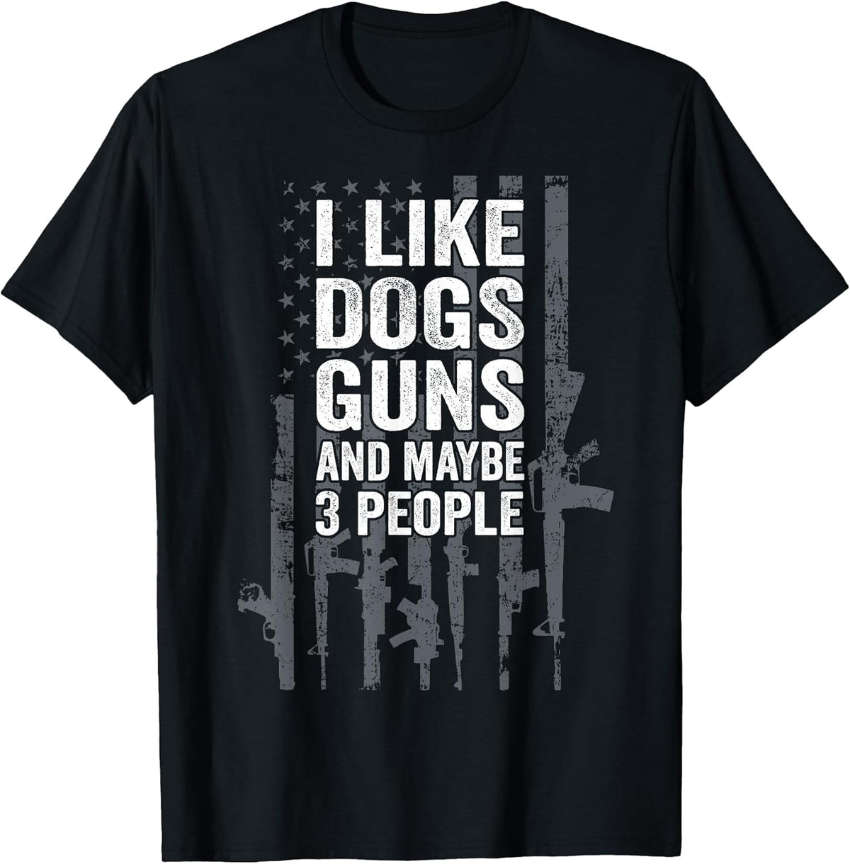 I Like Dogs Guns And Maybe 3 People - Funny USA Gun Lover Unisex , , , Long Sleeve Tee