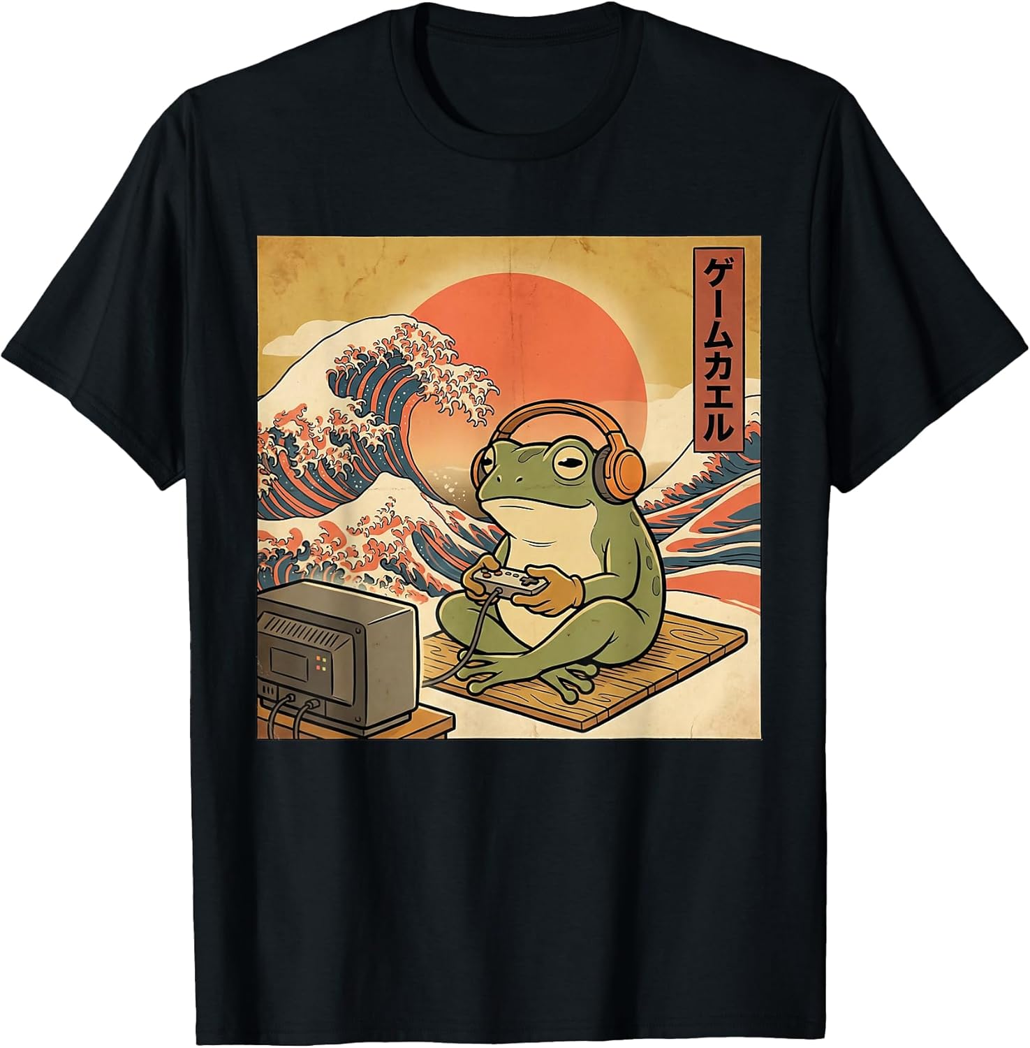 Gaming Frog Art Ukiyo-e Japanese Gamer Anime Men Women Boys Unisex , , , Long Sleeve Tee