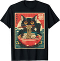 Unisex-Adults Unisex-Kids Kawaii Cat Anime Gifts Cat Ramen Graphic Tee Japanese Funny