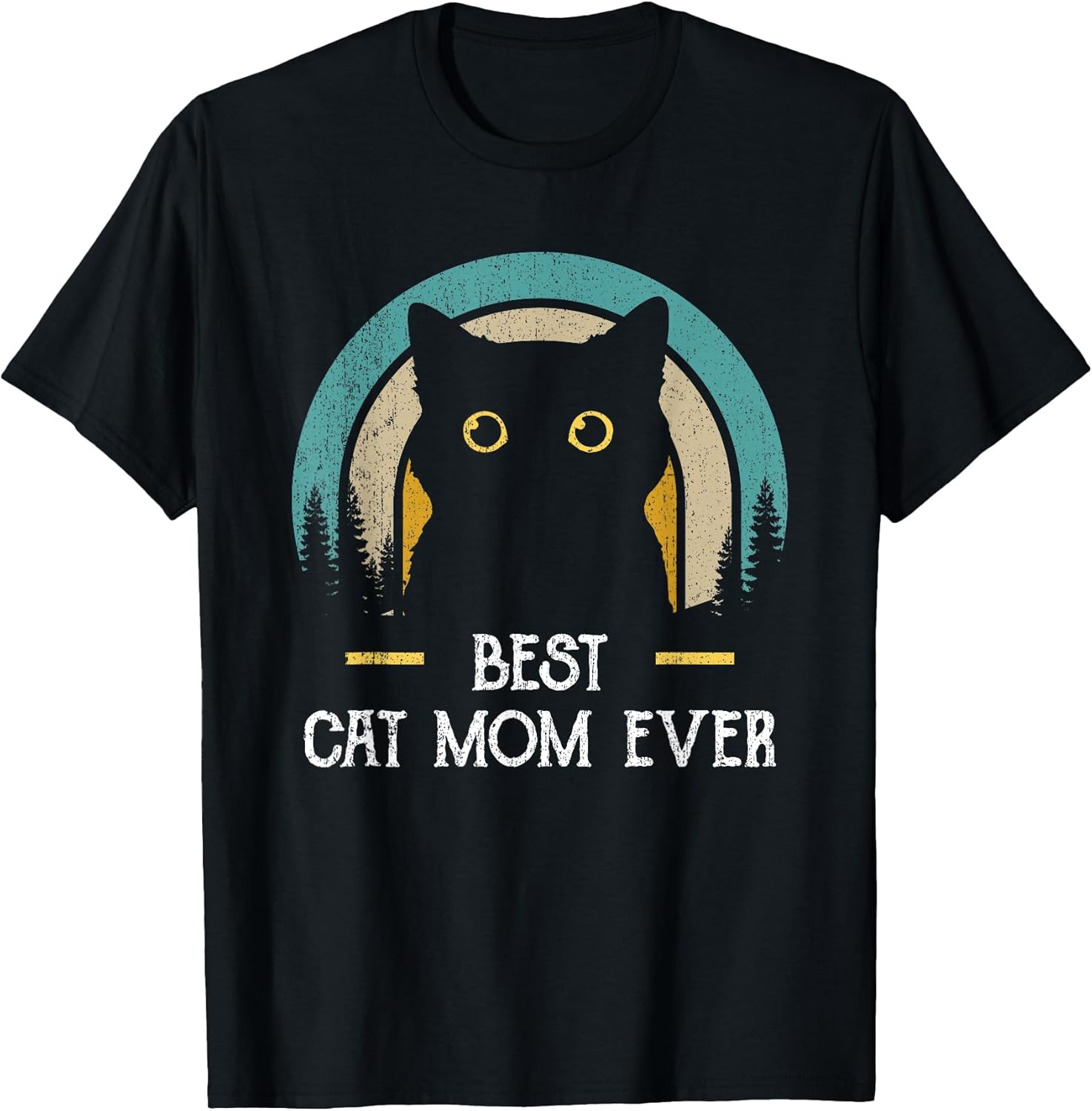 Mother's Day Cat Mommy Black Cat, Retro Best Cat Mom Ever Unisex , , , Long Sleeve Tee