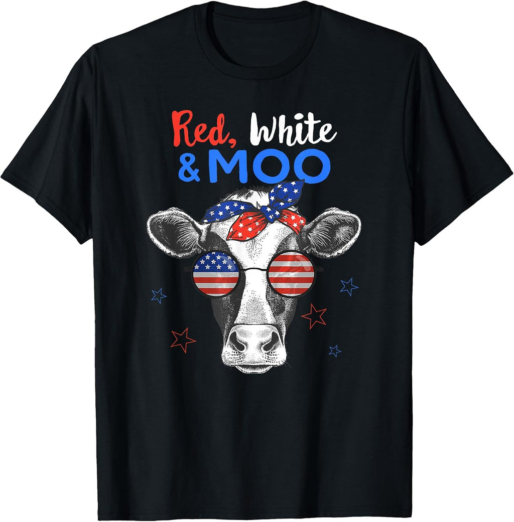 Red White and Moo shirt & Patriotic Cow gifts
