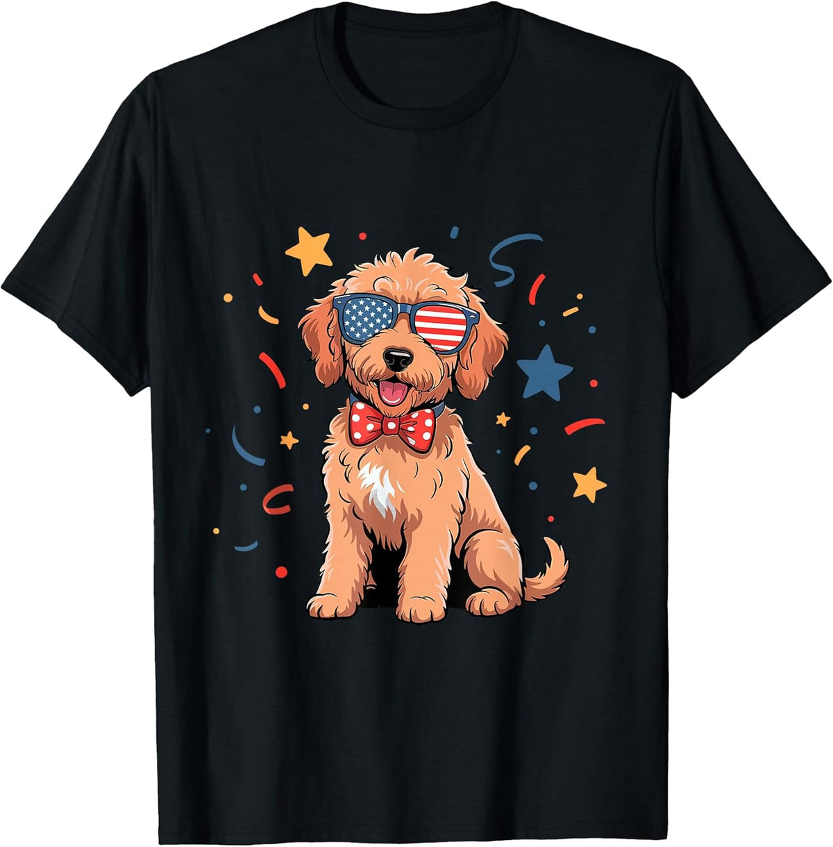 Patriotic 4th of July Golden Doodle Dog Puppy Lover Women Unisex , , , Long Sleeve Tee
