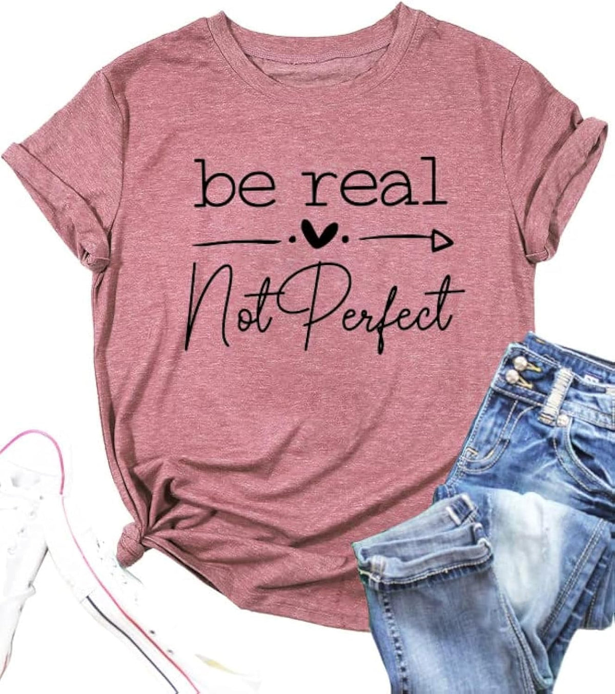 Kindness Shirt Tops for Women Be Real Not Perfect Short Sleeve Inspirational Graphic Tees Shirts